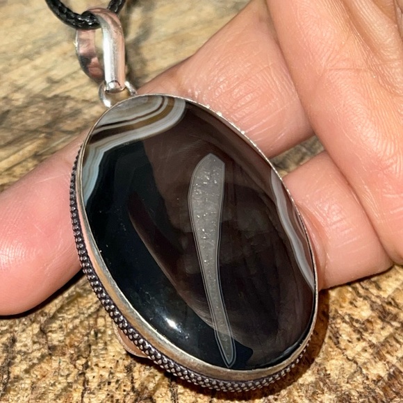 Dark Botswana Agate Pendant - Picture 8 of 11